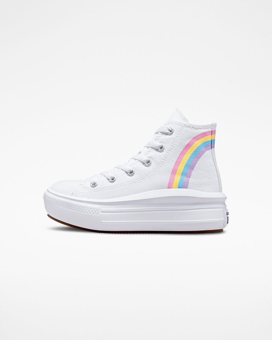 Zapatos Plataforma Converse Chuck Taylor All Star Move Rainbow Cloud Altas Niña Blancas Azules Rosas | PE EP0745